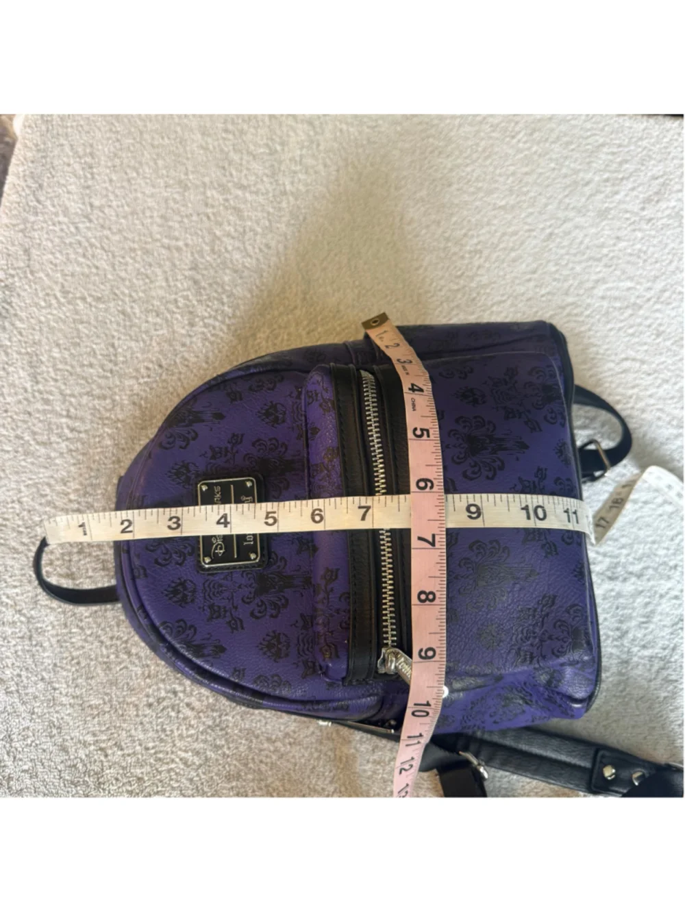 Disney Parks Loungefly Haunted Mansion Wallpaper Purple Mini Backpack Bag